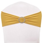 Maiangel Spandex Chair Sashes Bands 100PCS Stretch Chair Ties Bows with Buckle Slider for Wedding Party Banquet Decoration (Marigold)