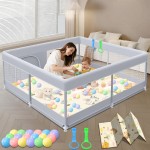 XVISHX Baby Playpen with Mat, 50x50 Inch Play Pen, Playpen for Babies and Toddlers, Baby Playard for Indoor & Outdoor Active Center Game Fence, with Skin-Friendly Fabric and Soft Breathable Mesh