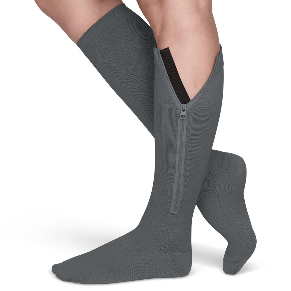 TheraMagic Zipper Compression Socks for Men & Women, 20-30mmHg Closed Toe Graduated Zippered Compression Stocking