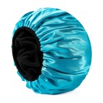 YIZIJIZI Triple Layer Reusable Waterproof Shower Cap for Women Large Terry Lined Hair Cap for Long Thick Hair Travel Bath Care Light Blue