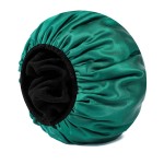 YIZIJIZI Triple Layer Reusable Waterproof Shower Cap for Women Large Terry Lined Hair Cap for Long Thick Hair Travel Bath Care Blackish Green