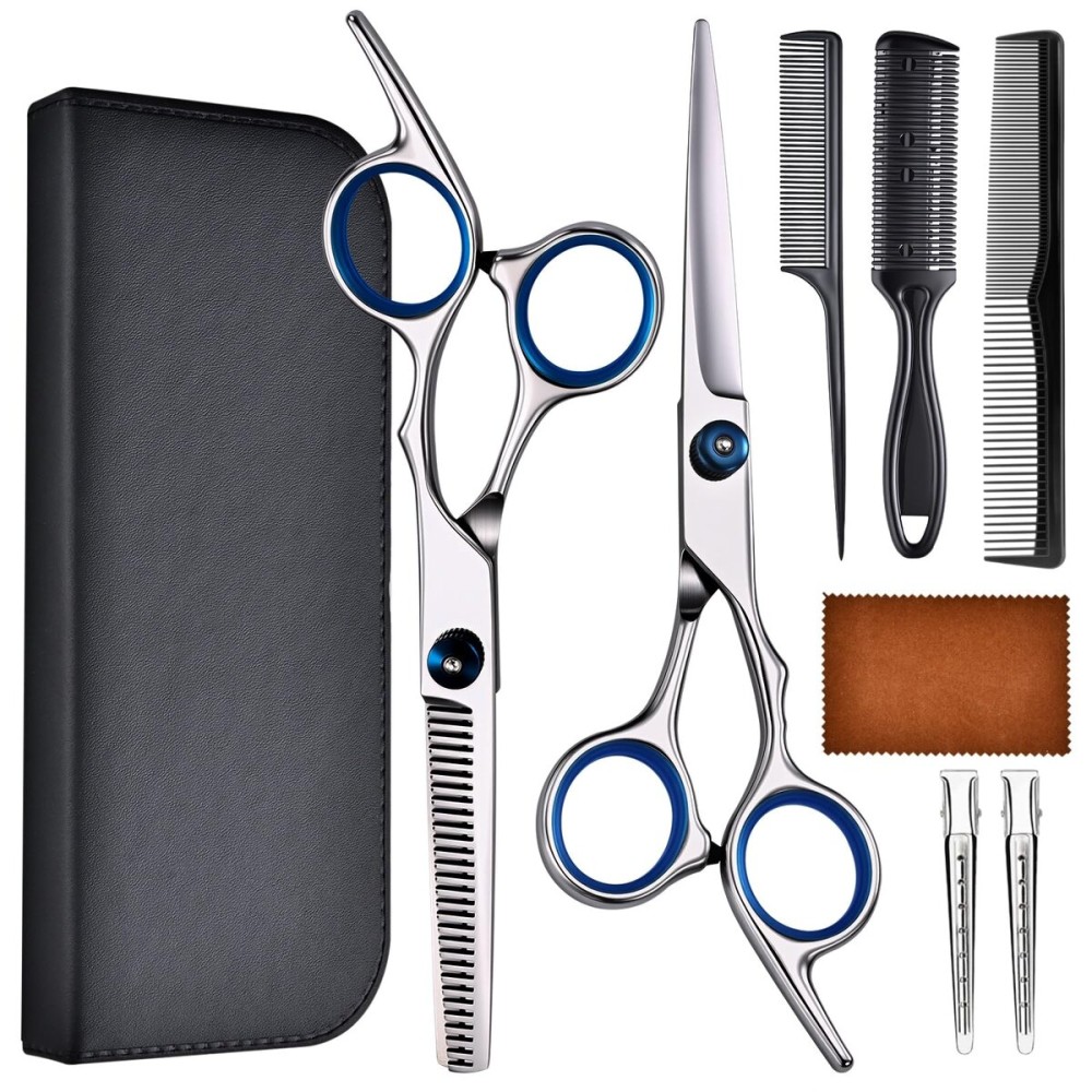 YUQGAOP Hair Cutting Scissors Set, Professional Stainless Cutting Hair Scissors, Barber Hair Cutting Scissors Thinning Shears Sharp Blades Hairdresser Haircut for Women/Men/kids, LFJ1234