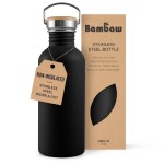Bambaw Stainless Steel Water Bottle, Black Sports Bottle, Non-Insulated Water Bottle, 1L Stainless Steel, Reusable Bottle, Metal Bottle, BPA-Free - Onyx Black