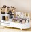 Rotating Vanity Organizer with Brush Holder, Large Spinning Makeup Skincare & Cosmetic Organizer, Countertop Perfume & Lotions Display Case (White)