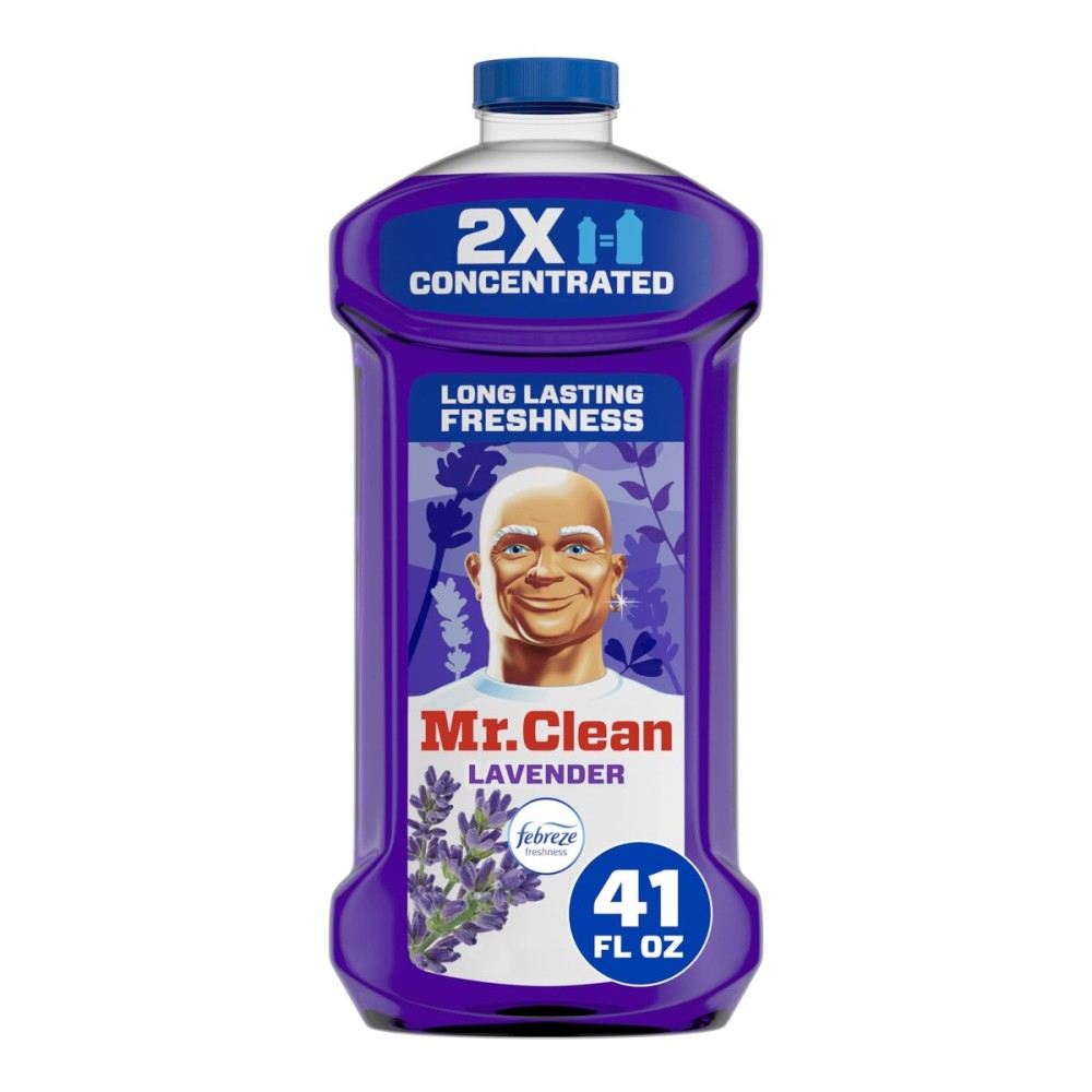 Mr. Clean All Purpose Cleaner, Floor Cleaner for Mopping Home, Bathroom, & Kitchen, Cleaning Liquid for Mop & Bucket, Cleaning Supplies, Multi-Surface Dilutable, Lavender, 41oz