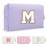 Personalized Makeup Bag Initial A-Z Preppy Patch Bag,Small PU Leather Travel Cosmetic Bag Pouch with Zipper,Purple Cute Toiletry Bag,Gift Ideal for Teen Girls Women Birthday Friend Mom,Latter M