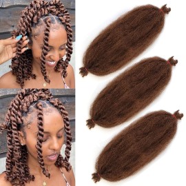 16 Inch Soft Springy Afro Twist Braiding Hair 3 Packs Pre Fluffed Wrapping Hair For Distressed Faux Locs Honey Brown Marley Twist Crochet Braiding Hair Synthetic Extension For Women8Strands/Pack,30