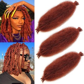 3 Packs Ginger Spring Twist Hair 12 Inch Springy Afro Twist Hair Pre Fluffed Twist Hair For Distressed Soft Natural Marley Twist Braiding Hair Synthetic Extension For Women(12 Inch 3Pcs,350)