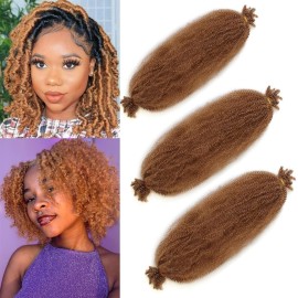 12 Inch Pre Separated Springy Afro Twist Hair 3 Packs Short Spring Twist Hair For Distressed Soft Locs Golden Brown Afro Twist Hair Natural Marley Twist Braiding Hair Extensions (12 Inch 3Pcs, 27)