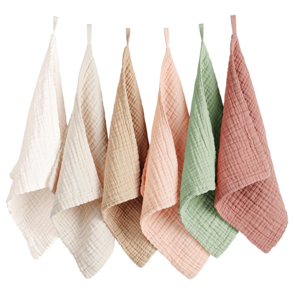 Konssy 6 Pack Face Cloths, Soft Wash Cloth for Washing Face, Cotton Face Towels for Sensitive Skin Women Facial Makeup Remover Reusable Absorbent Washcloths 11 x 11 Inch