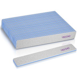 BLESWIN 25 Count 180/240 Grit Rectangle Nail Files for Acrylic Nails, Super Rough Nail Files Emery Boards for Artificial & Fake Nails, Reusable Buffering Files Double Sided Emery Boards for Nails