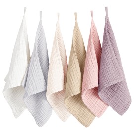 Konssy 6 Pack Face Cloths, Soft Wash Cloth for Washing Face, Cotton Face Towels for Sensitive Skin Women Facial Makeup Remover Reusable Absorbent Washcloths 11 x 11 Inch