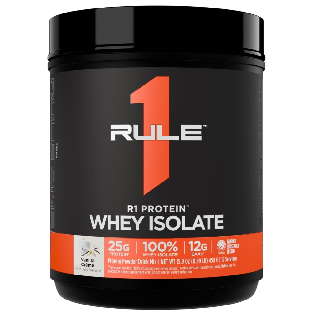 Rule 1 R1 Protein Whey Isolate - with 25g Protein & 6g BCAA Exclusively from Isolated & Hydrolyzed Sources for Workout Recovery (1 Pound*, Vanilla Creme)
