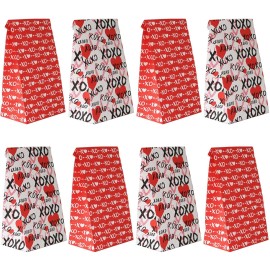 Haobell Valentines Bags - 24 Pcs Valentines Goodie Bags with Stickers for Classroom Parties, Kids, Coworkers