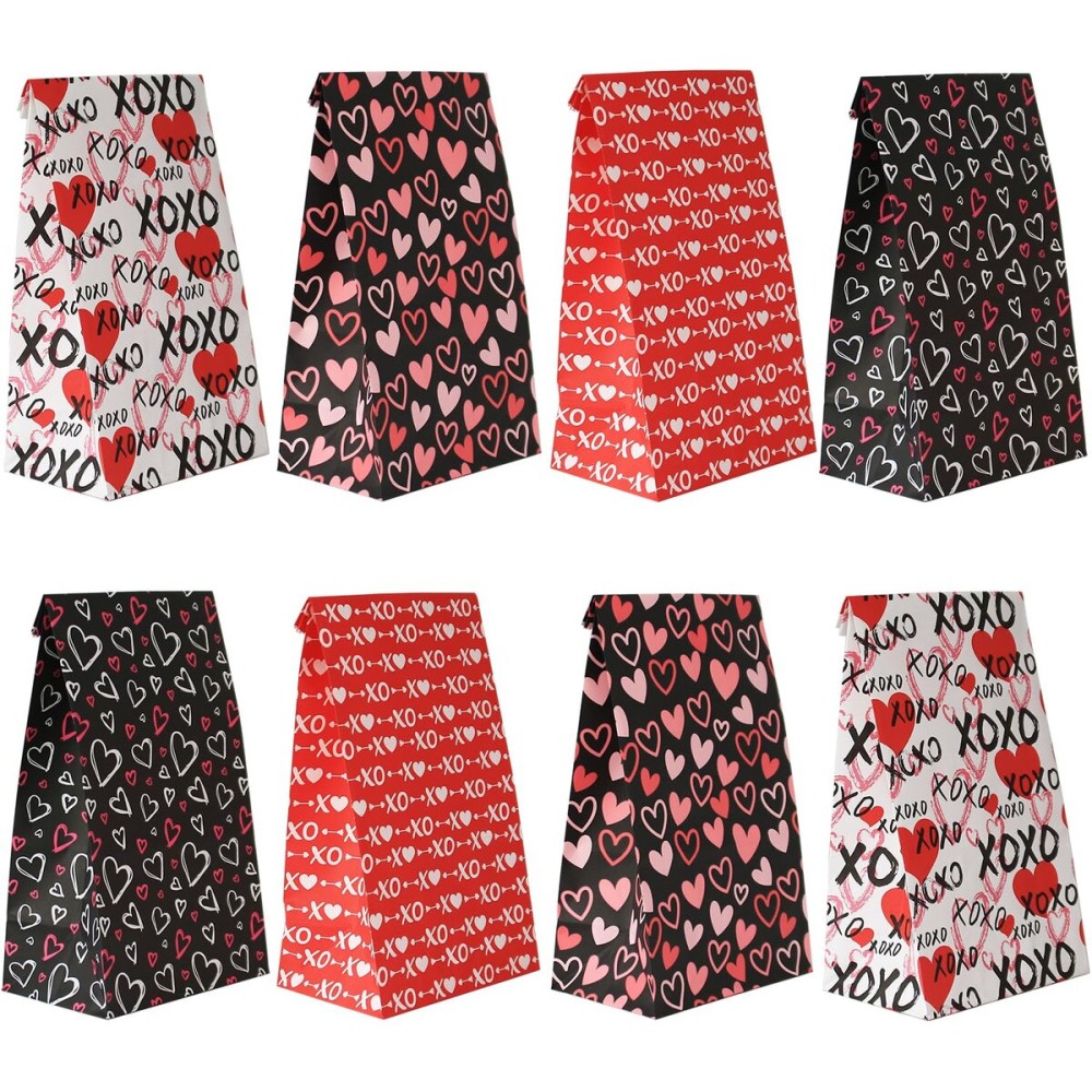 Haobell Valentines Day Bags - 24 Pcs Valentines Goodie Bags With Stickers for Classroom Parties, Kids, Coworkers