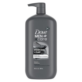 DOVE MEN+CARE Charcoal Pump Purifying Shampoo Charcoal + Clay for Stronger, More Resilient Hair, with Plant-Based Cleansers, 31 oz