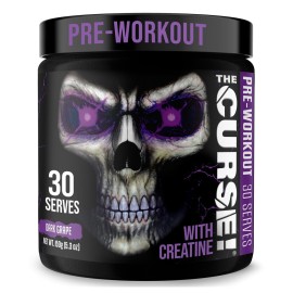 JNX SPORTS The Curse! Pre Workout Powder for Men & Women, Caffeine, Beta-Alanine, Creatine, L-Citrulline, 30 Servings, Dark Grape Flavor - Boost Energy, Strength & Focus