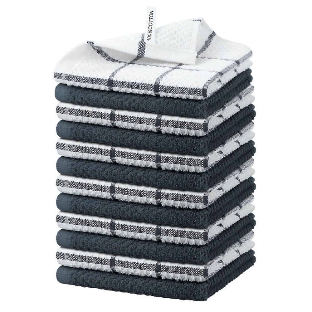 Nialnant 12 Pack Kitchen Dish Cloths,100% Cotton Soft Absorbent Quick Drying Dish Rags for Kitchen,Washing Dishes,Cleaning Rags