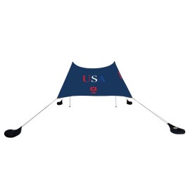 Neso Grande Portable Beach Tent Sun Shelter - Lightweight Beach Shade Canopy - Easy Setup for Family Outings - Patented Reinforced Corners - UPF 50+ Sun Protection - 7ft Tall, 9 x 9ft - Red/White/Blue