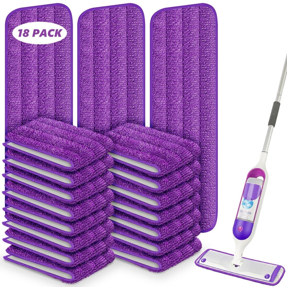 18 Pack Reusable Mop Pads Compatible with Swiffer PowerMop, Wood Floor Pads Microfiber Mop Replacement Refills Machine Washable for All Floor Surfaces