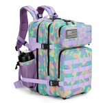 Lovelinks21 45L Tactical Assault Backpack 3 day assault pack with Molle Waterproof backpack Rucksack for Tactical Backpacks (PurpleGreenYellow)