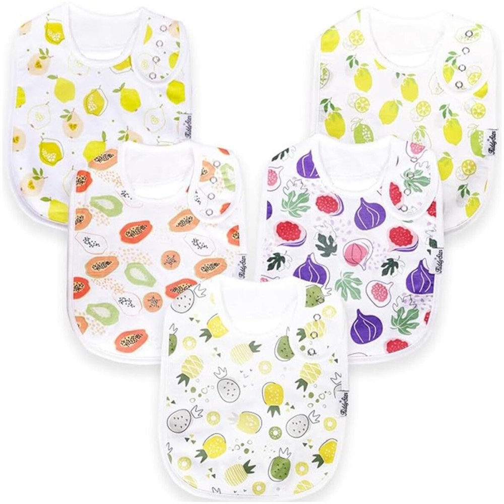 KiddyStar Organic Cotton Baby Bibs for Boys & Girls - Soft, Absorbent Teething & Drool Bibs - Adjustable Snaps for Toddlers