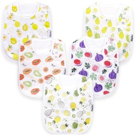 KiddyStar Organic Cotton Baby Bibs for Boys & Girls - Soft, Absorbent Teething & Drool Bibs - Adjustable Snaps for Toddlers