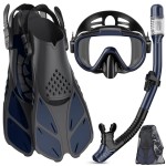 Ubekezele Snorkeling Gear for Adults Men Women,4 in 1 Snorkel Set with Panoramic View Diving Mask Anti-Fog Anti-Leak,Dry Top Snorkel,Fins and Travel Bag for Swimming,Snorkeling and Travel Diving