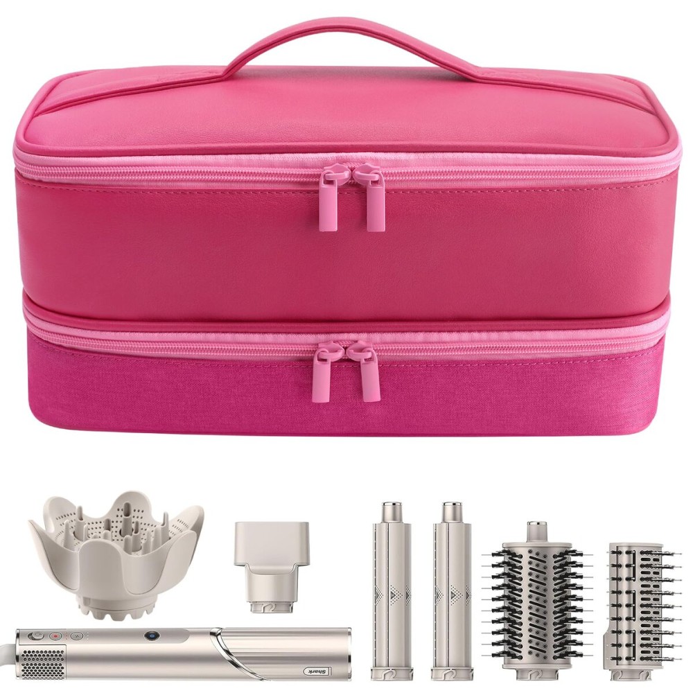 Travel Carrying Case for Hair Dryer for Shark Flexstyle Double-Layer Hair Accessories Tools Storage Bag for Revlon Hairdryer Styler Organizer (P-Pink)