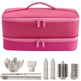 Travel Carrying Case for Hair Dryer for Shark Flexstyle Double-Layer Hair Accessories Tools Storage Bag for Revlon Hairdryer Styler Organizer (P-Pink)
