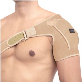 Copper Compression Recovery Shoulder Brace - Immobilizer for Torn Rotator Cuff, AC Joint Pain Relief, Dislocation, Arm Stability, Injuries, Tears - Adjustable Fits Men, Women - Tan - Plus Size - L/XL
