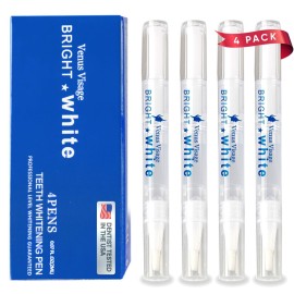 Venus Visage Award Winning Teeth Whitening Pen, 20+ Uses - Teeth whitening Gel Professionally formulated - Best Teeth whitening kit Teeth Whitener - Low Sensitivity (Mint) (0.07 Fl Oz (Pack of 4))