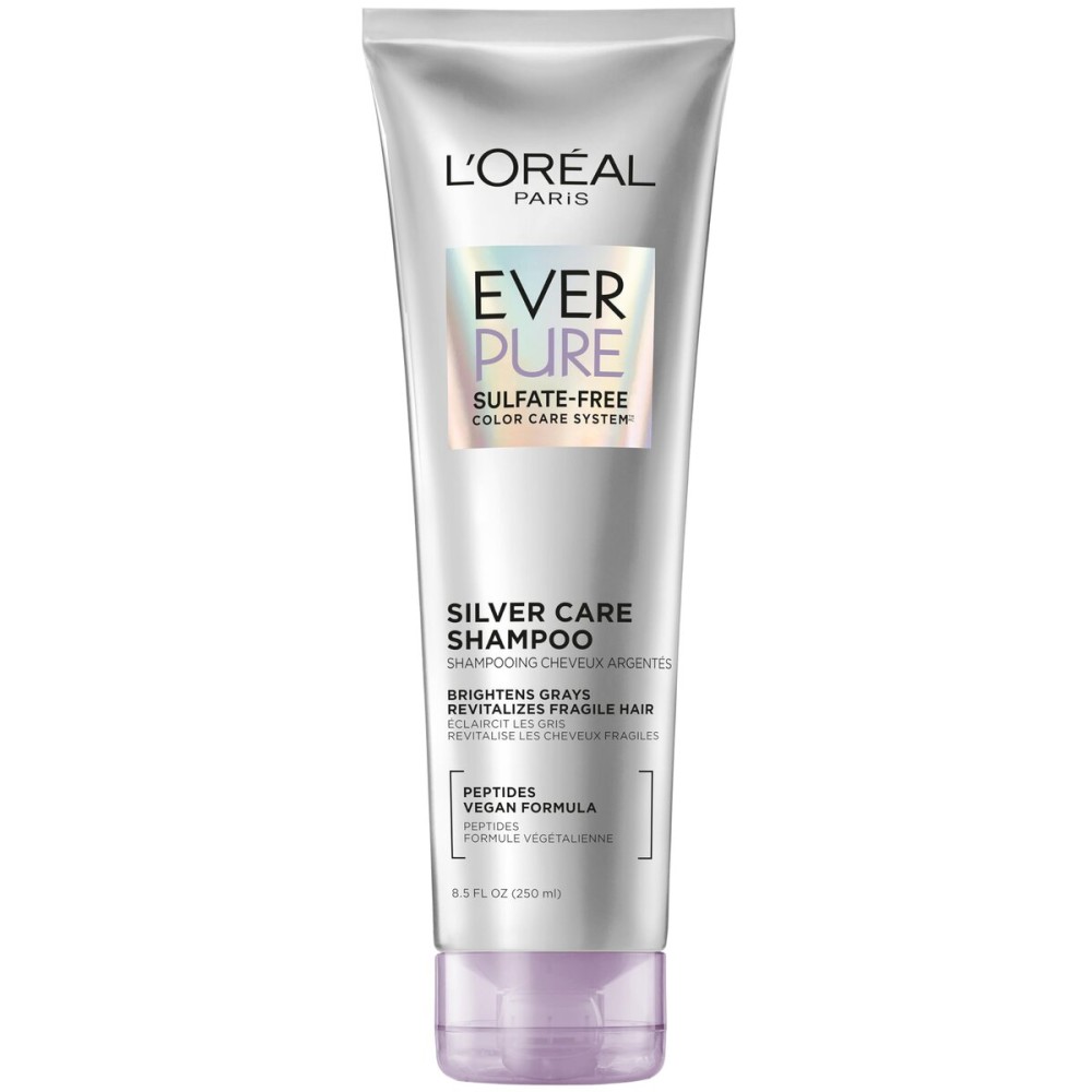 L\'Oreal Paris EverPure Brightening and Nourishing Shampoo for Gray Hair, Sulfate-Free Vegan Formula with Peptides, 8.5 Fl Oz