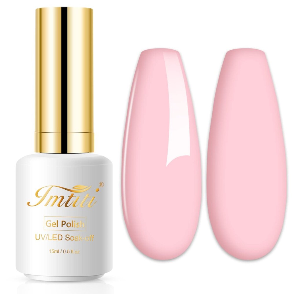 Imtiti Pastel Gel Nail Polish,0.5 Fl Oz Pastel Milky Pink Gel Polish Soak Off LED U V Nail Gel Polish Spring Summer Easter Gel Nail Polish DIY Nail Art Starter Manicure Salon Gel Nail Kit