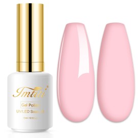 Imtiti Pastel Gel Nail Polish,0.5 Fl Oz Pastel Milky Pink Gel Polish Soak Off LED U V Nail Gel Polish Spring Summer Easter Gel Nail Polish DIY Nail Art Starter Manicure Salon Gel Nail Kit