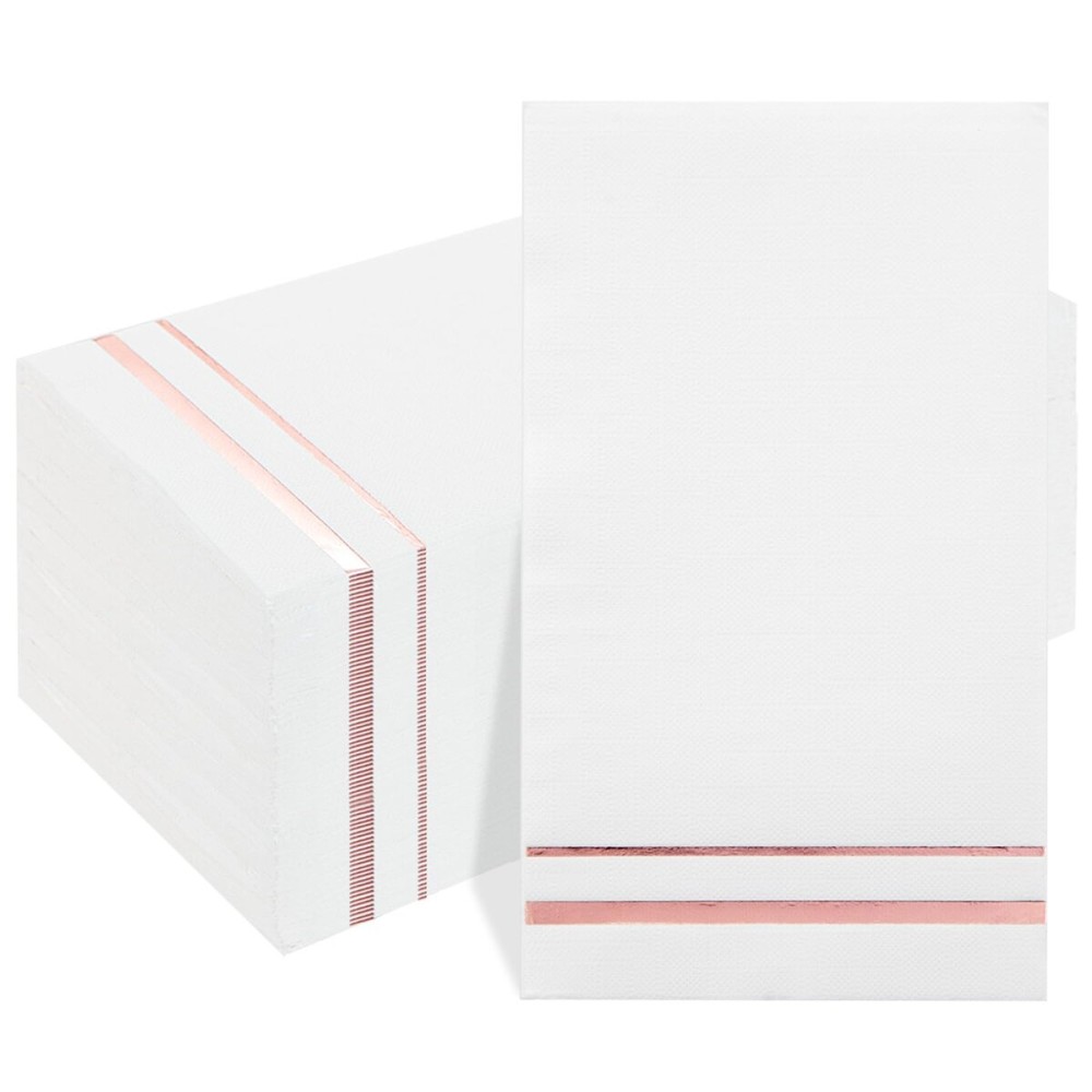 BUCLA 100-Count 3-Ply Rose Gold Napkins - Rose Gold Dinner Napkins Disposable Premium Quality - Paper Napkins Soft, Absorbent for Parties, Weddings or Events