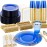 Nervure 350PCS Blue Plastic Plates - Blue Plastic Dinnerware Sets for 50 Guests - 100 Disposable Plates, 150 Gold Silverware, 50 Cups, 50 Napkins for Wedding & Party & Thanksgiving Day
