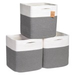 NaturalCozy Storage Cubes 11 Inch Cotton Rope Woven Baskets for Organizing, 3-Pack | Cube Storage Bin | Square Storage Baskets for Shelves Organizer, Classroom, Kids Toy Bins, Closet, Baby Nursery