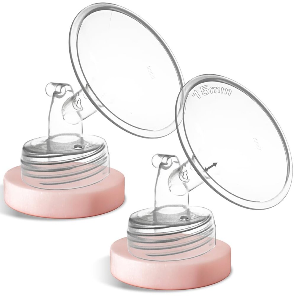 Nenesupply 15mm 2 pc Flanges Compatible with Spectra S2 S1 9 Plus Synergy Gold Breastpump Replacement to Spectra Pump Parts Flange Accessories Wide Mouth Work with Valve Backflow Protector Bottle
