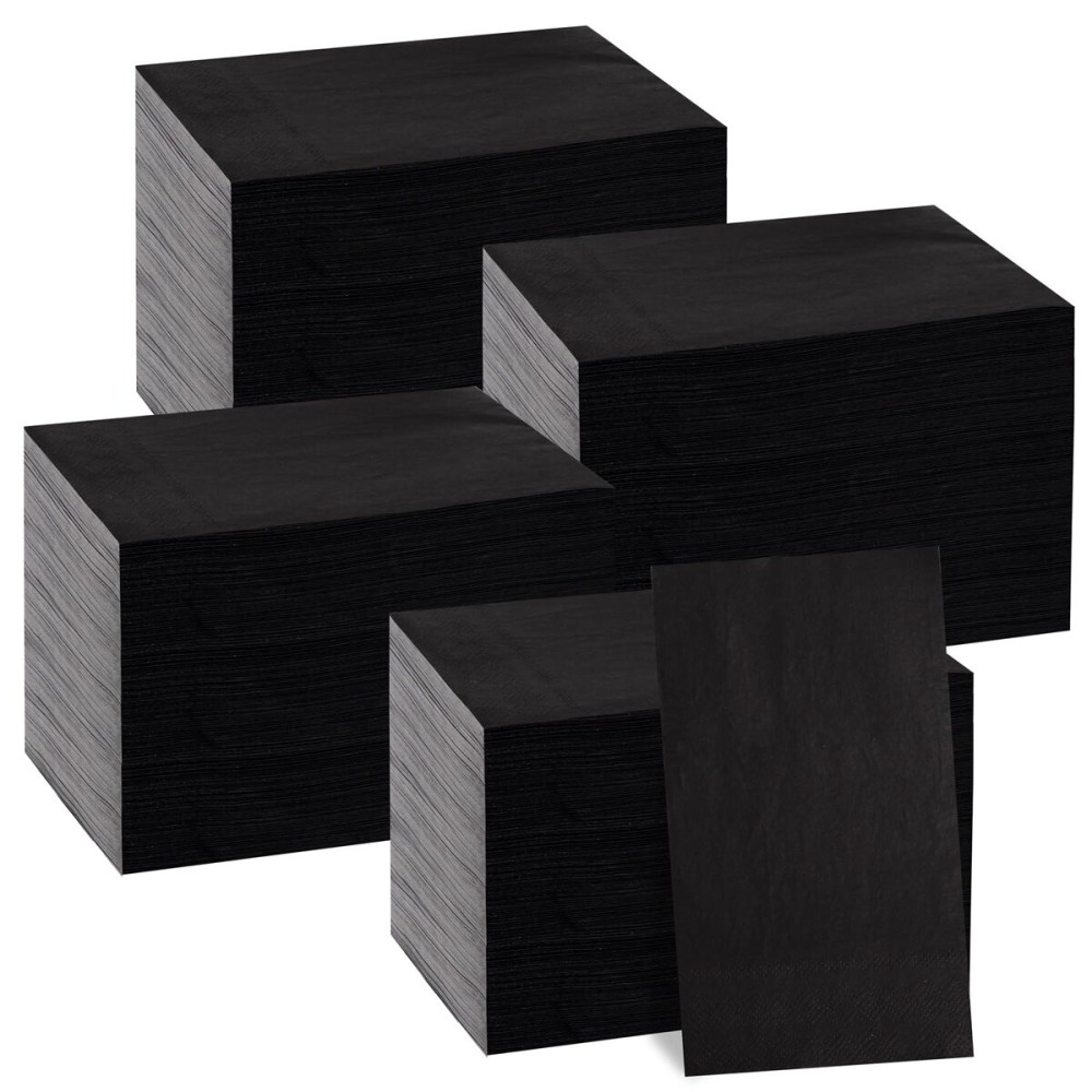 BUCLA 400-Count 3-Ply Black Paper Napkins - Black Napkins Disposable Premium Quality, Soft, Absorbent for Kitchen, Party Halloween & New Year