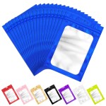 100 Pcs Resealable Mylar Bags with Frosted Clear Window Packaging Bags Foil Pouch Zipper Bag for Food Self Sealing Storage Supplies (4.72x7.87 inches, Blue)