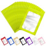 100 Pcs Resealable Mylar Bags with Frosted Clear Window Packaging Bags Foil Pouch Zipper Bag for Food Self Sealing Storage Supplies (5.51x7.87 inches, Green)