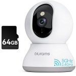 blurams Security Camera 2K, Baby Monitor Dog Camera 360-degree for Home Security (White + 64GB TF Card)