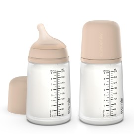 Suavinex Zero Zero Anti Colic Baby Bottle, No 1 Spanish Baby Bottle Brand, Minimizes Bottle Rejection & Nipple Confusion, Perfect for Combo Feeding, 2pk, 9oz/270mL, Light Tone, Medium Flow Nipple