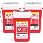 Sharps Container Small - Sharps Containers for Home Use and Labs - Portable Needle Disposal and Travel Size Biohazard Bin - 1 Quart (Pack of 3)