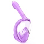 Kids Snorkel Mask Full Face, Snorkeling Gear for Kids 2-14 with Camera Mount, 180 Degree Panoramic View Snorkeling Set Anti-Fog Anti-Leak (Purple)
