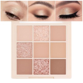 Nude Pink Beige Eyeshadow Palette,Natural Eye Shadow Make Up Pallets for Women,Neutral Small Cream Light Colors Eyeshadow Palette Long Lasting Naturing-Looking,Vegan