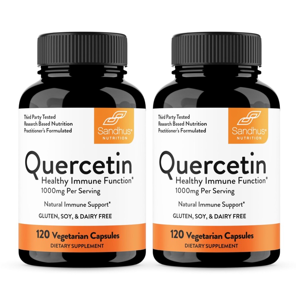 Quercetin 500mg Vegetarian Capsules 240 Count | 1000mg Per Serving of 2 Capsules | Immune Support Supplements For Respiratory, Cellular Health & Seasonal Allergies | Quercitin for Men & Women Immunity
