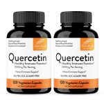Quercetin 500mg Vegetarian Capsules 240 Count | 1000mg Per Serving of 2 Capsules | Immune Support Supplements For Respiratory, Cellular Health & Seasonal Allergies | Quercitin for Men & Women Immunity