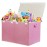 122L Large Toy Box Chest with Lid, Foldable Toy Storage Organizer Bin Boxes with Removable Divider for Kids, Boys, Girls, Nursery, Playroom, 26x17 x17(Linen Pink)